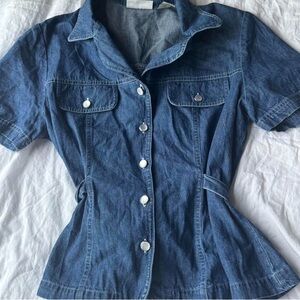 Blue Denim Button-Up Blouse